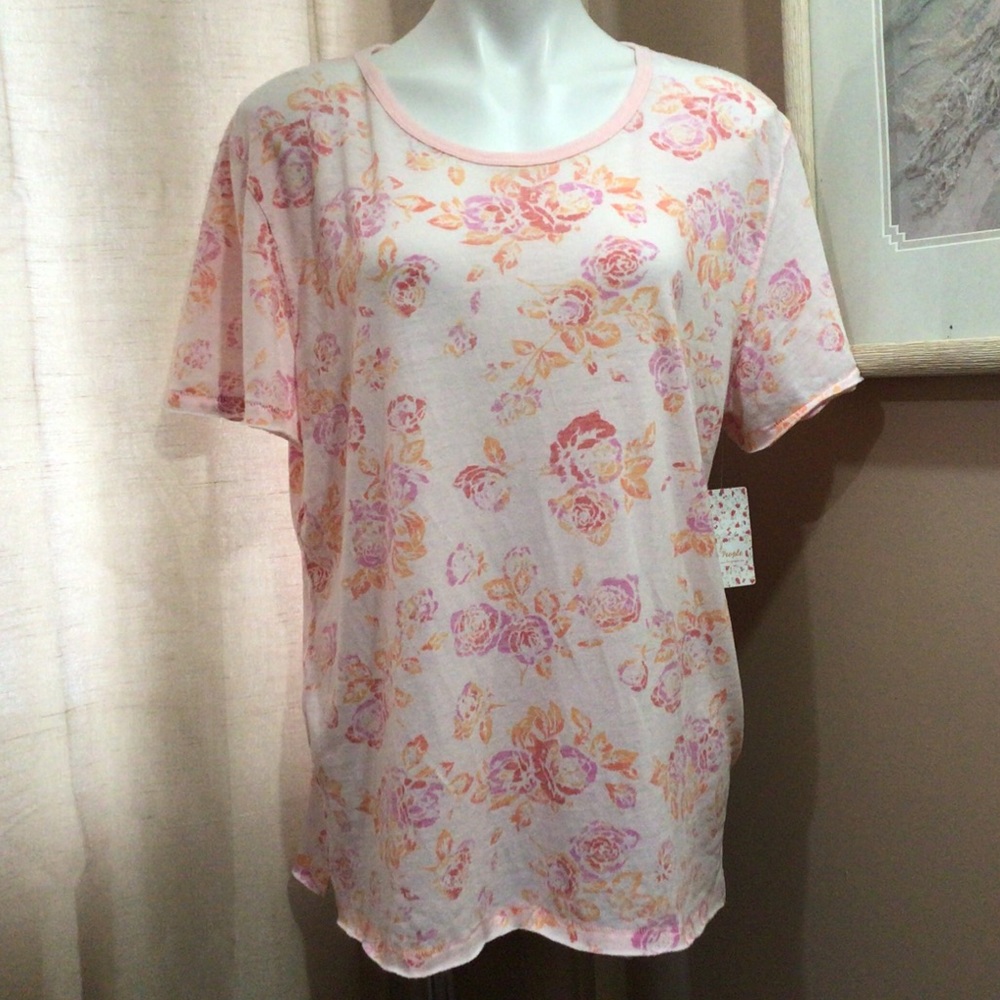 Free People Floral Print Tourist Tee, Blush Combo